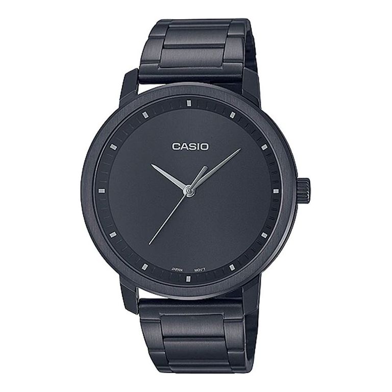 Men's CASIO Dress Series Waterproof 41mm Tri-Fold Buckle Stainless Steel Strap Watch Mens Black Analog MTP-B115B-1EV