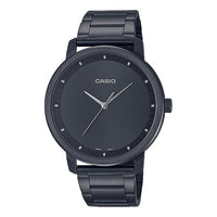 Men's CASIO Dress Series Waterproof 41mm Tri-Fold Buckle Stainless Steel Strap Watch Mens Black Analog MTP-B115B-1EV