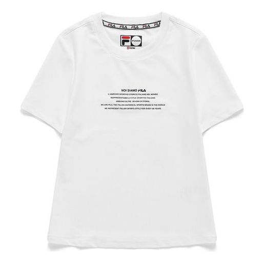 (WMNS) Fila Alphabet Printing Sports Round Neck Short Sleeve White T61W021705A-WT