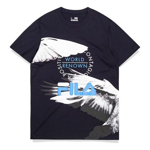 FILA FUSION x Staple Crossover Wings Alphabet Printing Short Sleeve Blue T11M024106F-NV