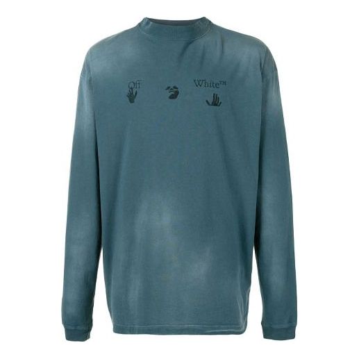 Men's Off-White Chest Pattern Logo Printing Long Sleeves Haze Blue OMAB032F20FAB0014010