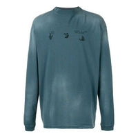 Men's Off-White Chest Pattern Logo Printing Long Sleeves Haze Blue OMAB032F20FAB0014010