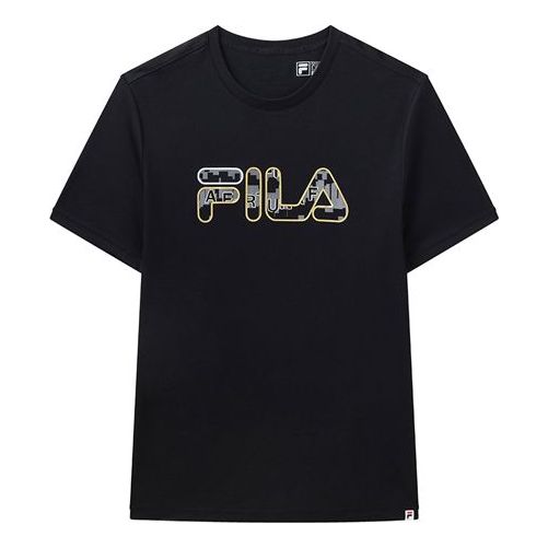FILA Athleisure Casual Sports Colorblock Logo Round Neck Short Sleeve Black F11M118151F-BK