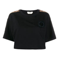 FENDI Logo Round Neck Short Sleeve Black FAF114AB4EF0GME