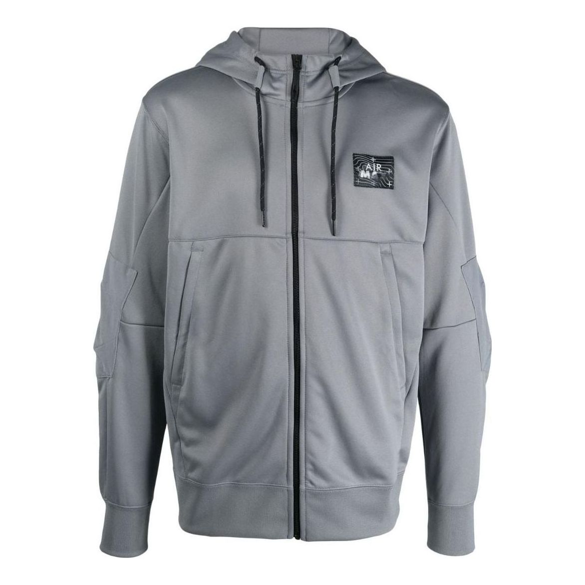 Men's Nike Alphabet Printing Pattern Drawstring Hooded Zipper Jacket Gray DO7234-065