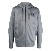 Men's Nike Alphabet Printing Pattern Drawstring Hooded Zipper Jacket Gray DO7234-065