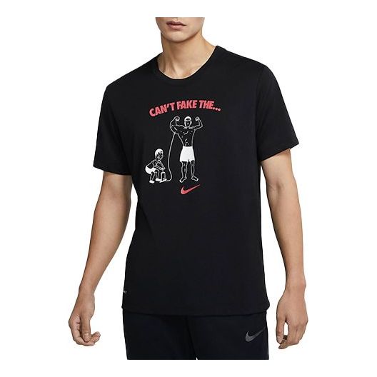 Nike Dri-FIT Athleisure Casual Sports Printing Pattern Round Neck Short Sleeve Black DA1582-010