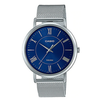 Men's CASIO Dress Series waterproof quartz Watch 40mm Stainless Steel Strap Mens Blue Analog MTP-B110M-2AV