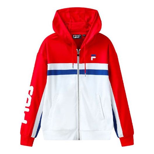 (WMNS) FILA Logo Knit Hooded Jacket 'Red' F11W128551F-RD