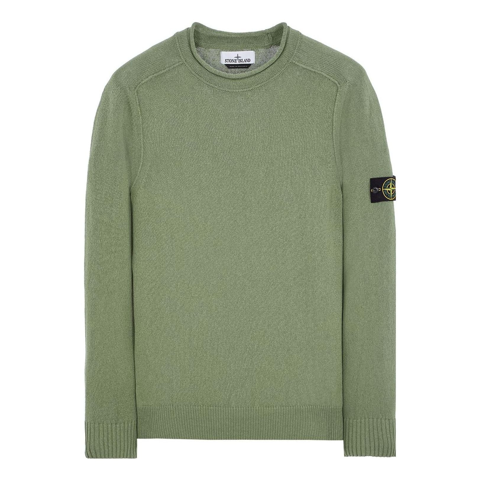 STONE ISLAND Logo Patch Crewneck Knitted Jumper 'Green' 7815528D3-V0055