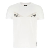 Men's FENDI Pattern Round Neck Short Sleeve White FY0894ACNCF0QA0