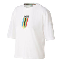 (WMNS) PUMA Rainbow Logo Print Loose T-Shirt  'White' 599998-62