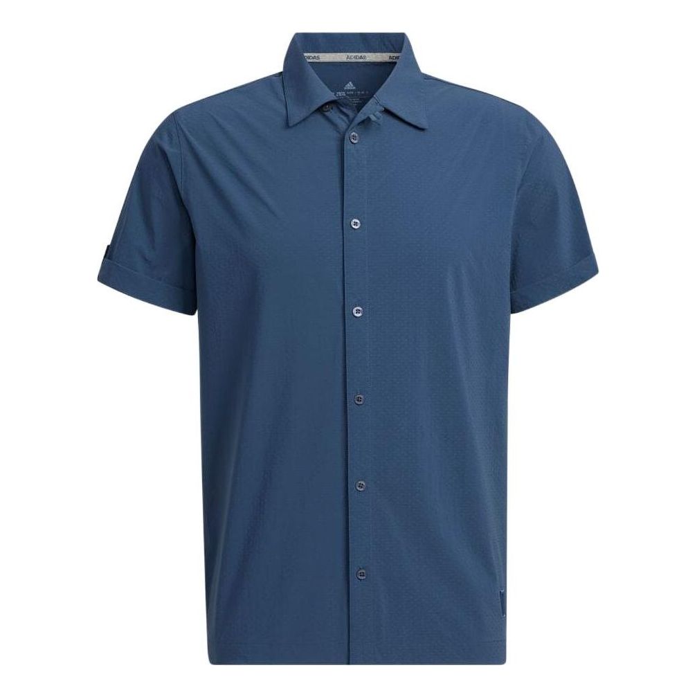adidas Solid Color Casual Short Sleeve Shirt Blue H64633