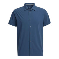 adidas Solid Color Casual Short Sleeve Shirt Blue H64633