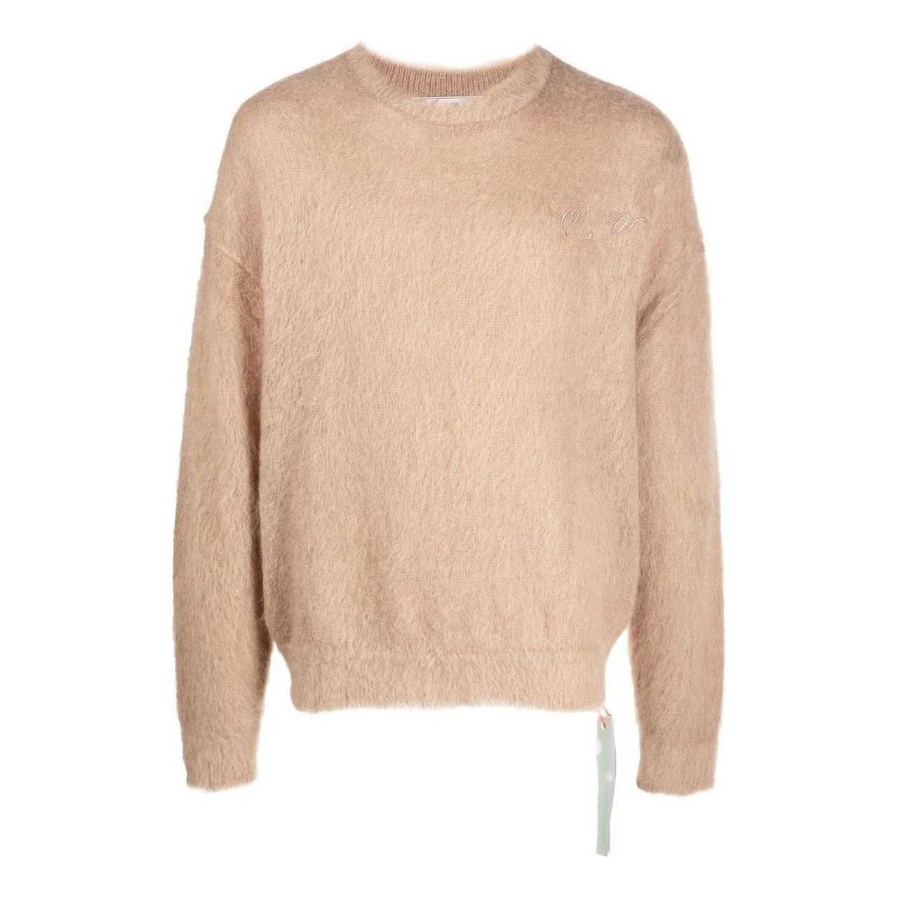 Men's Off-White FW22 Back Arrow Printing Round Neck Long Sleeves Pullover Wool Sweater Version Brown OMHE137F22KNI0016262