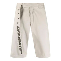 Off-White SS21 Belt Logo Knee-Length Shorts Loose Fit Beige OMCB050S21FAB0010510