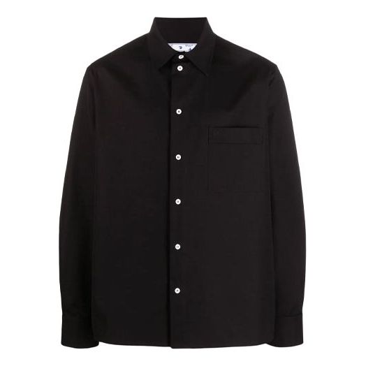 Off-White FW21 Chest Pocket Long Sleeves Shirt Loose Fit Black OMGA190F21FAB0011010