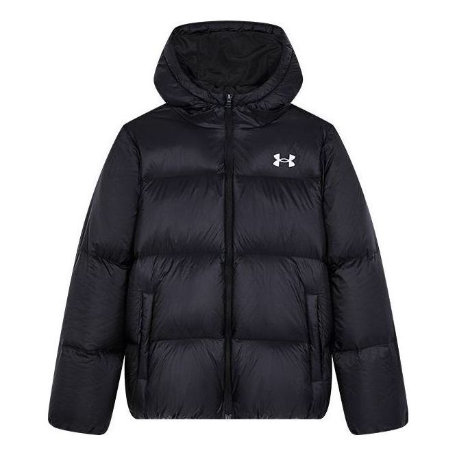 (GS) Under Armour Warm Hooded Short-Length Down Jacket 'White Black' 224210605