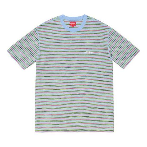 Supreme SS19 Stripe Thermal S/S Top Round Neck Short Sleeve Blue SUP-SS19-10382