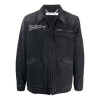 Men's Off-White FW21 Casual Washed Effect Denim Dark Grey Jacket OMEA210G21FAB0011059