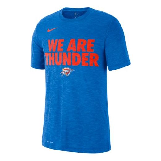 Nike NBA Dri-FIT Thunder Series Alphabet Printing Round Neck Short Sleeve Blue AQ6601-403