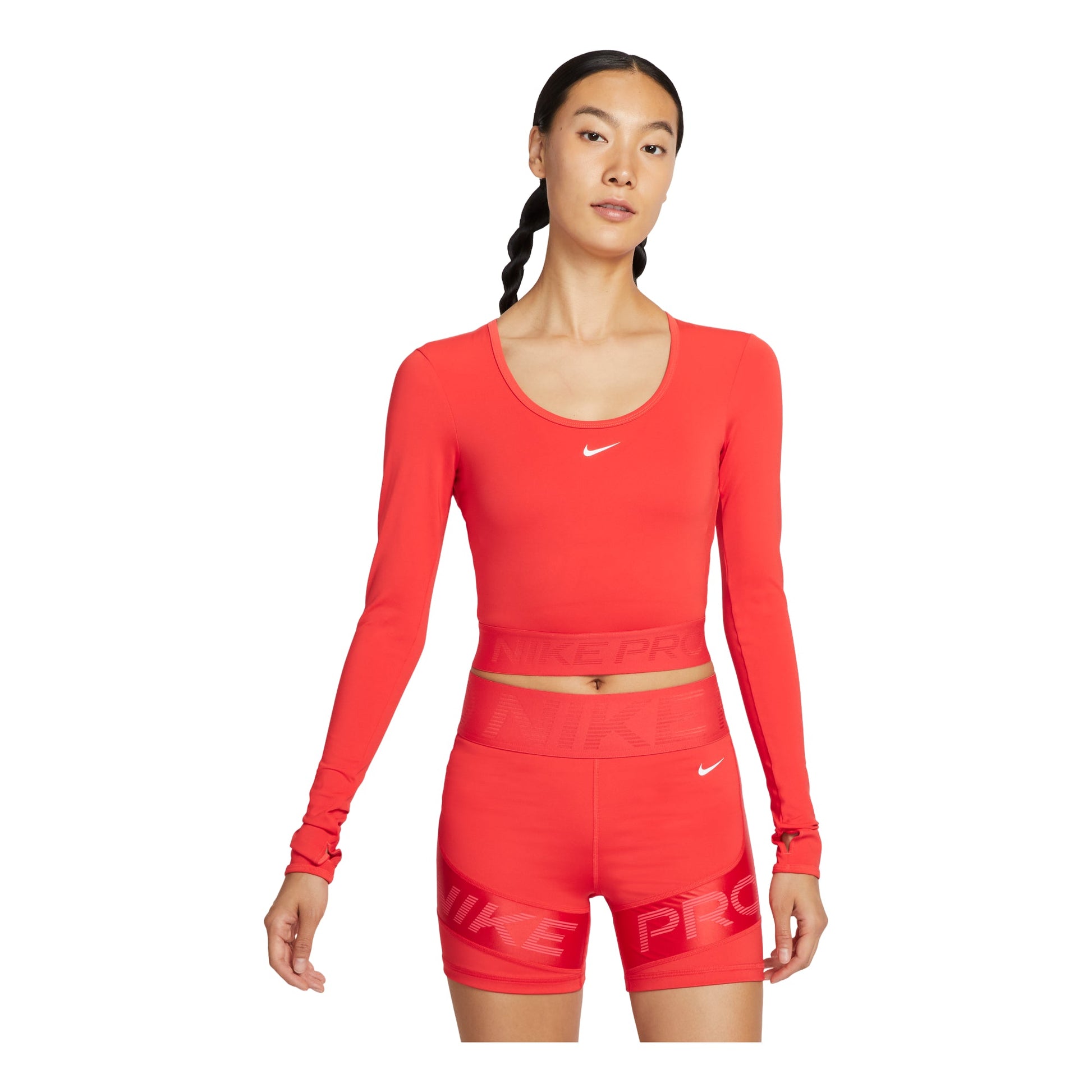 (WMNS) Nike Pro Dri-Fit Cropped Long-Sleeve Top 'Light Crimson' HV9993-633