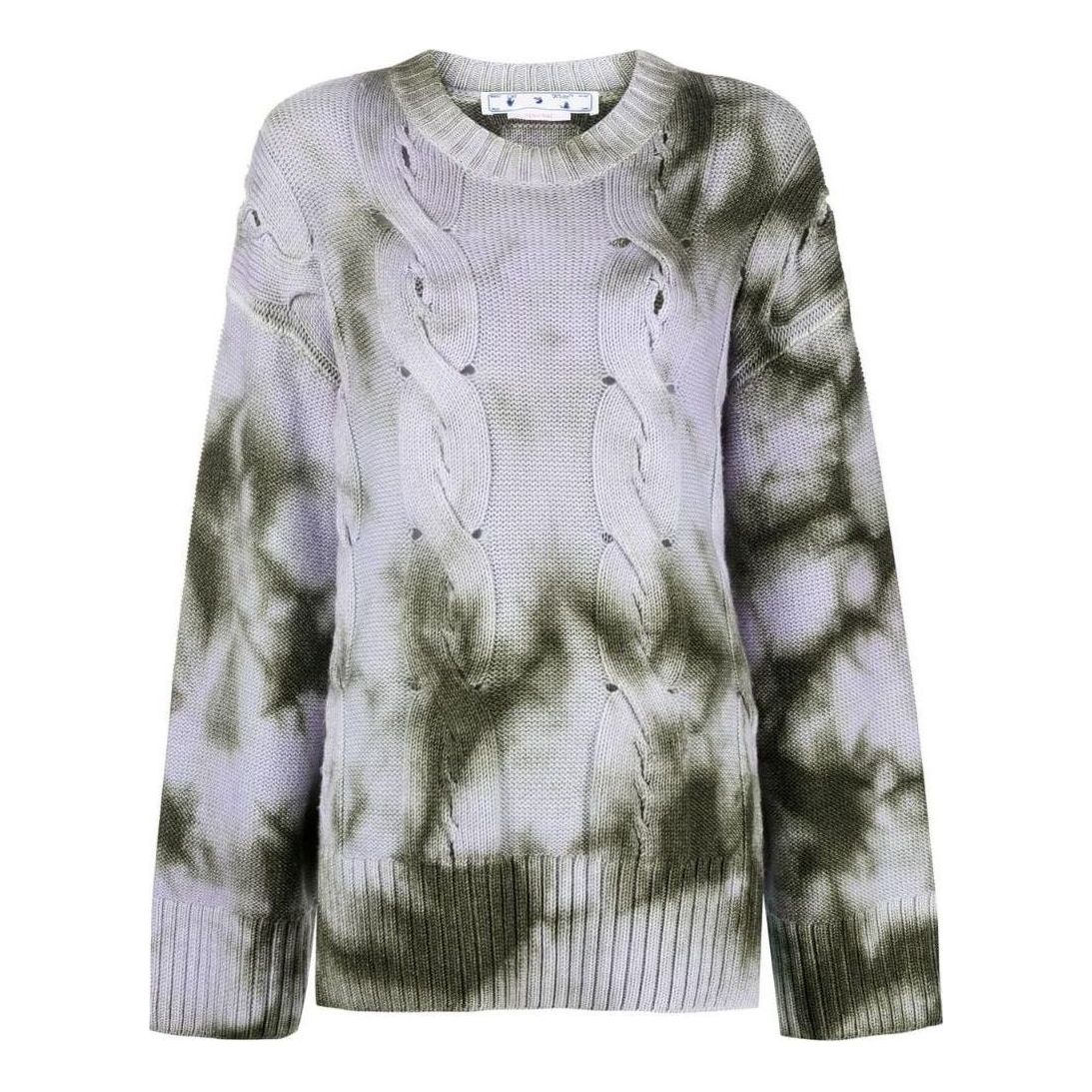 (WMNS) Off-White Tie-Dye Print Cable Knit Sweater 'Grey Green' OWHE061F22KNI0015636