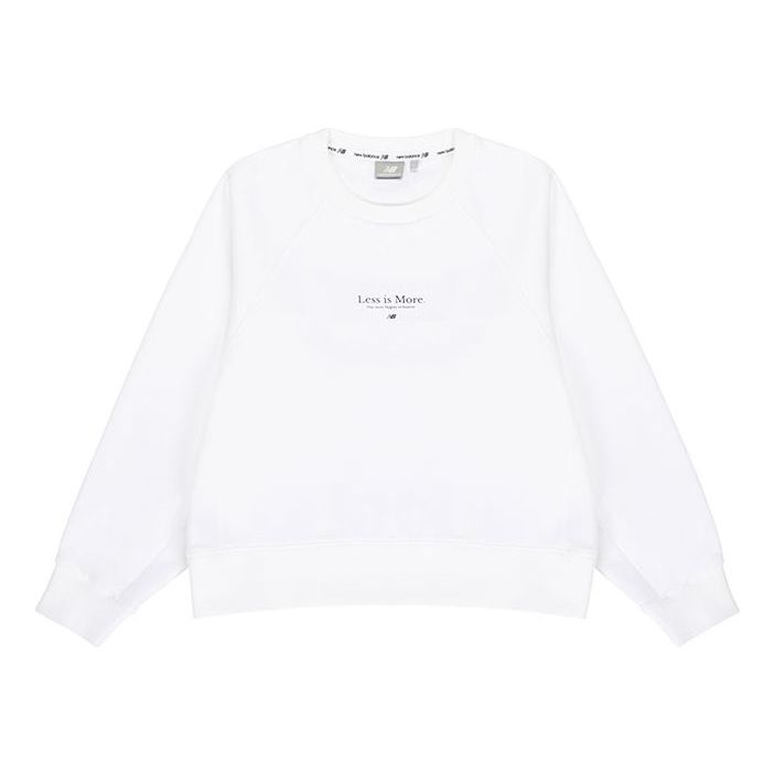 (WMNS) New Balance Casual Sports Alphabet Printing Pullover Round Neck White Hoodie 5CC13022-WT