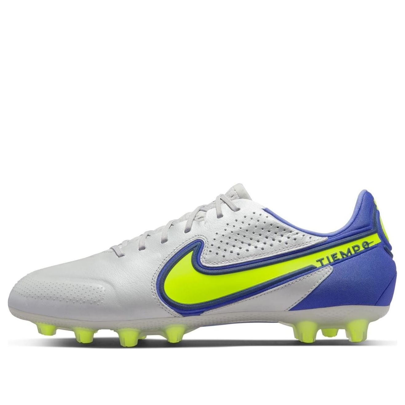 Nike Tiempo Legend 9 Elite HG Hard Ground Low-Top Soccer Shoes Grey/Blue/Green DB0823-075