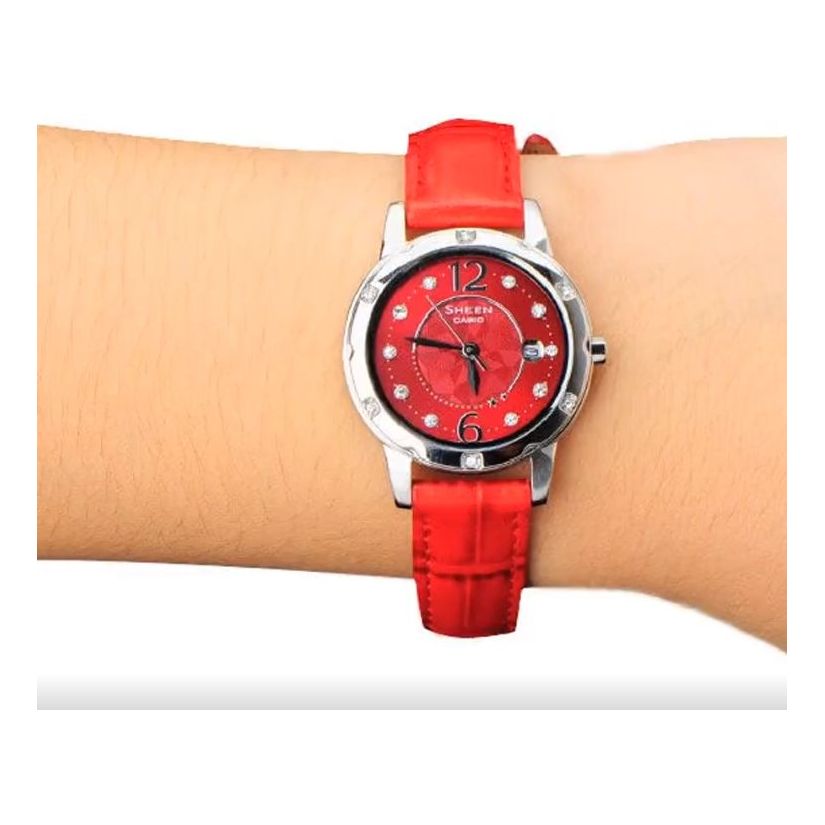 CASIO SHEEN Series Design quartz Business Watch SHE-4021L-4A Red Analog SHE-4021L-4A2021