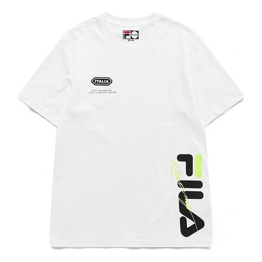 FILA FUSION Alphabet Logo Loose Round Neck Short Sleeve White T11M123108F-WT