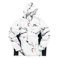 Men's FILA FUSION x FUTURA Crossover Splash Ink Full Print Woven Sports Hooded Jacket White T11M138704F-WT