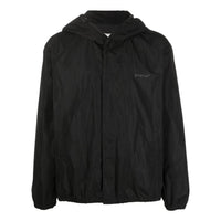 Men's Off-White FW22 Back Classic Logo Printing Hooded Jacket Ordinary Version Black OMEB035C99FAB0011010