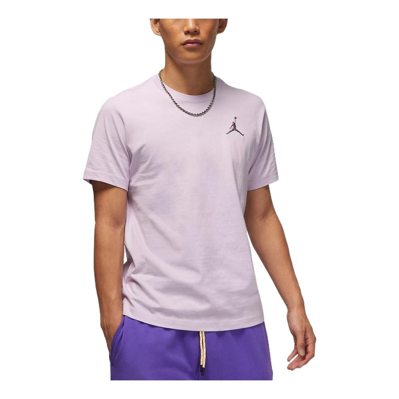 Air Jordan Solid Color Round Neck Embroidered Short Sleeve T-Shirt Men's Purple Red DC7486-530