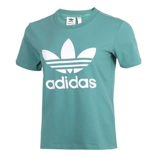(WMNS) adidas originals Chest Logo Sports Short Sleeve Green FM3300