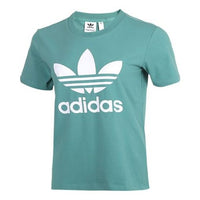 (WMNS) adidas originals Chest Logo Sports Short Sleeve Green FM3300