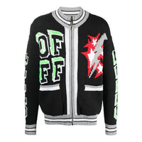 Off-White SS21 Pattern Zipper Cardigan Jacket Black OMHA107R21KNI0011084