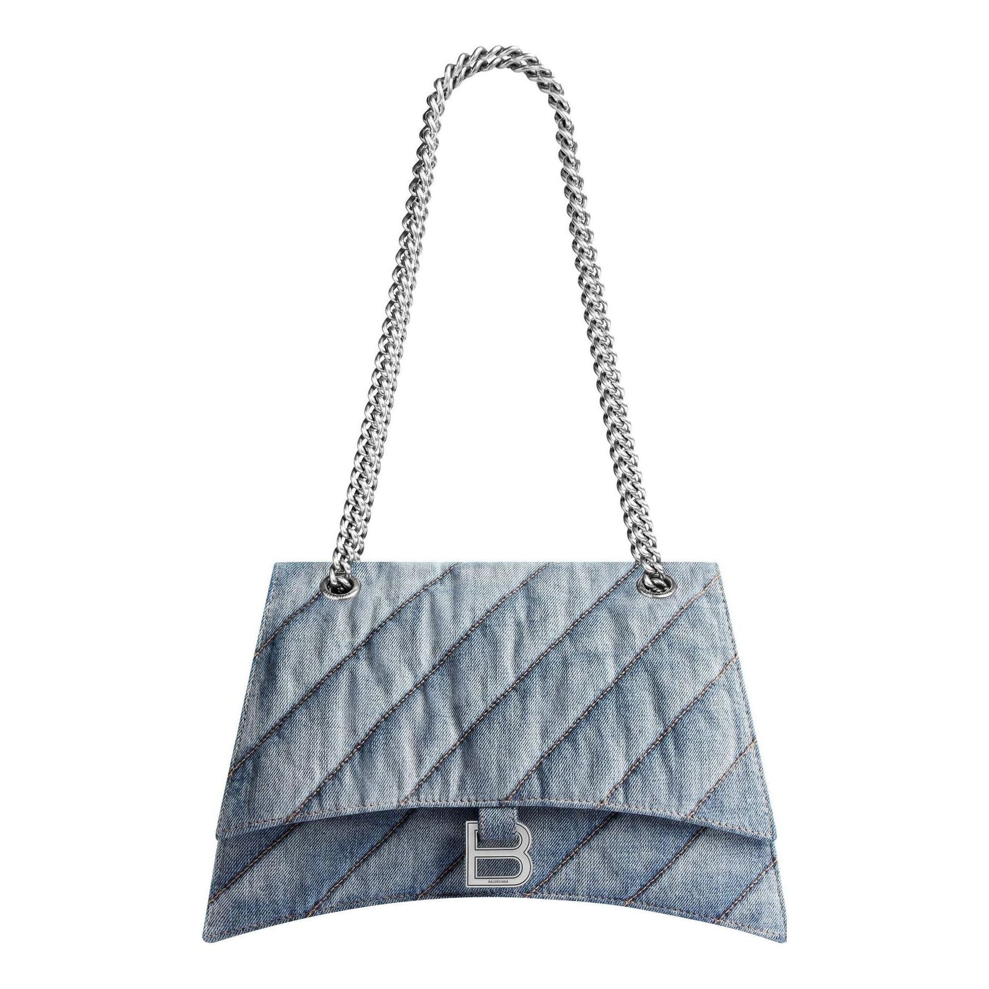 (WMNS) Balenciaga Crush Medium Chain Bag Quilted 'Blue' 7163932AAGX4661