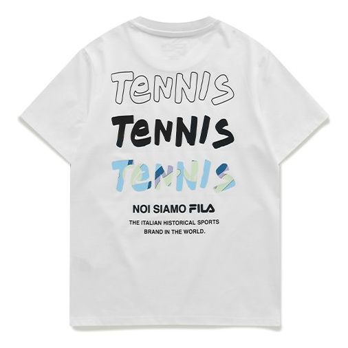 FILA FUSION Alphabet Printing Sports Round Neck Short Sleeve White T11W121109F-WT