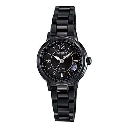 CASIO Sheen Series 50m Waterproof Date Display Solar Power Movement Watch Black Stainless Steel Strap SHW-1501BD-1A