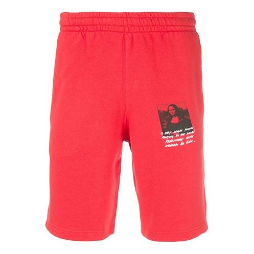 Off-White Men's Mona Lisa Printed Track Shorts Red OMCI006S190030052010