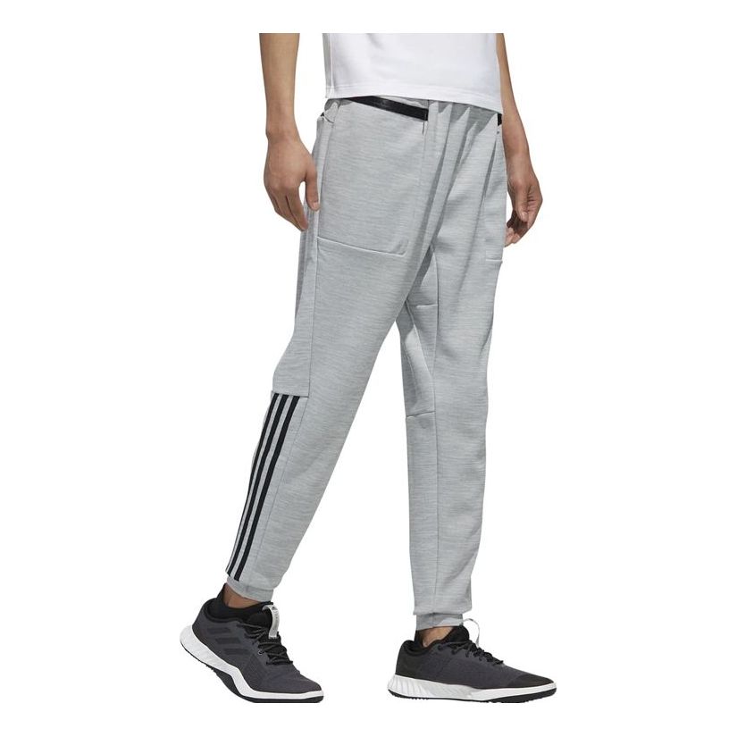 Men's adidas Logo Stripe Printing Bundle Feet Sports Pants/Trousers/Joggers Medium Hemp Grey ED1943