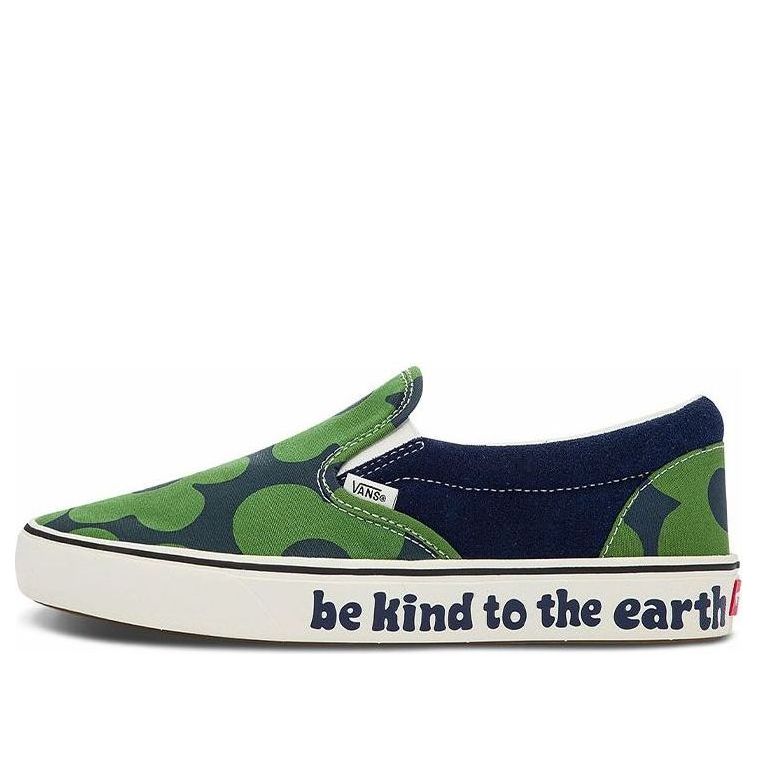 Vans Slip-On Casual Skate Shoes Unisex Green dark blue Flower Printing 'Green Dark Blue' VN0A7TNMB29