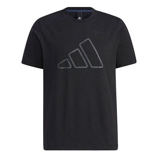 adidas Th Tee Techgfx Logo Printing Sports Training Short Sleeve Black GP0983