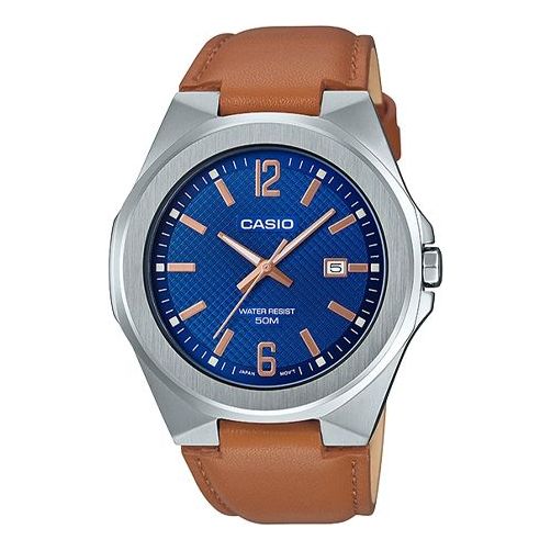 Men's CASIO STANDARD Series Waterproof Calendar Blue MTP-1215A-2A Belt Blue Dial Mens Blue Analog MTP-E158L-2A