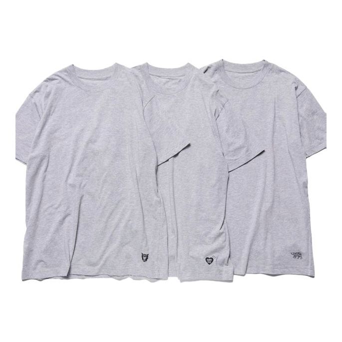 Men's HUMAN MADE SS21 Round Neck Pullover Short Sleeve 3 Gray HM20CS007-GRAY