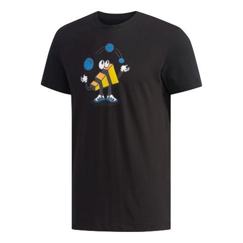 adidas Gfx T Cartoon Pattern Printing Round Neck Short Sleeve Black FJ6864