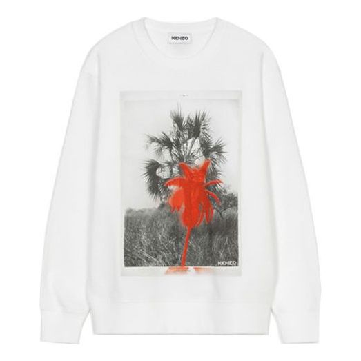 KENZO SS21 520 Series Round Neck Printing Pattern Long Sleeves White FB52SW8954ML-01