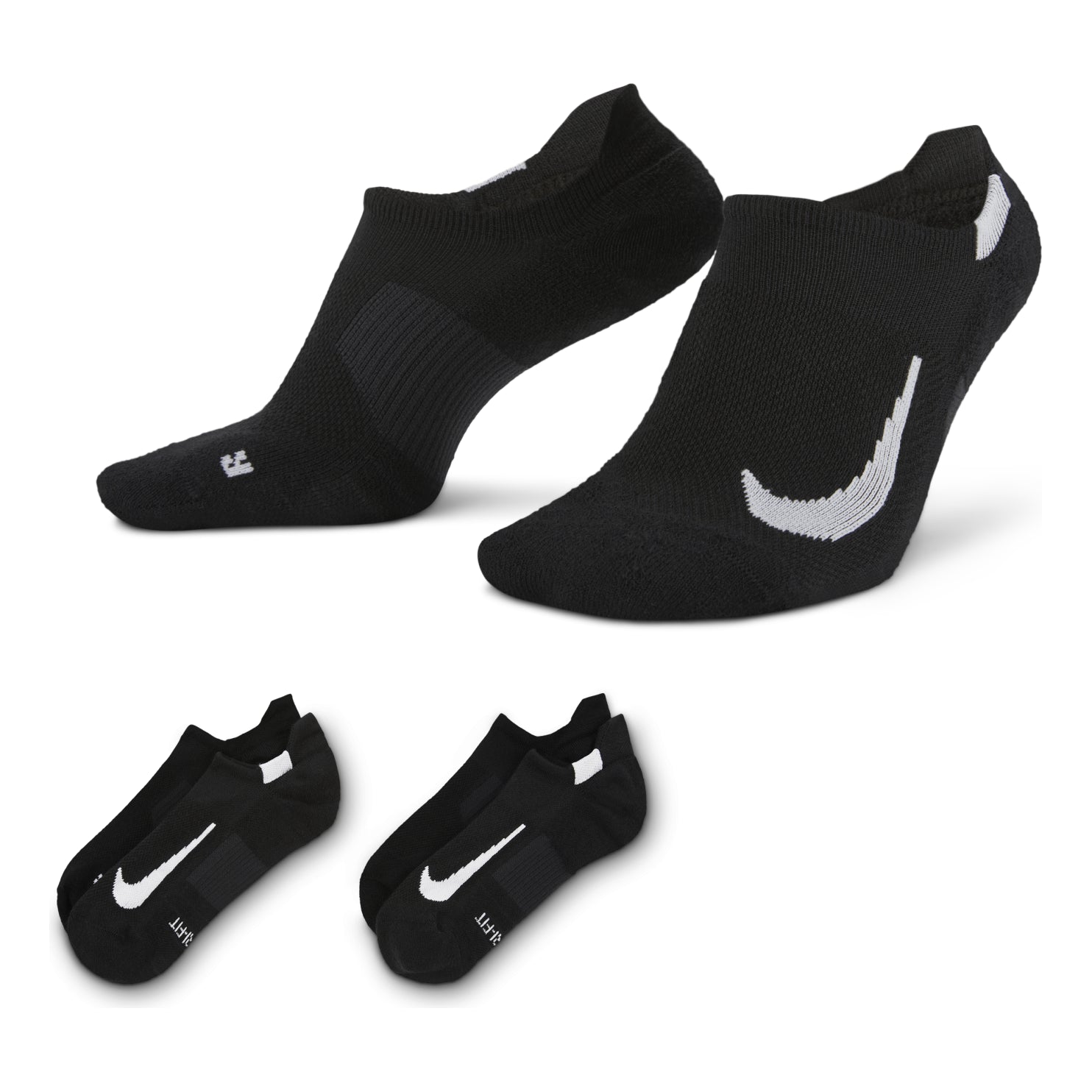Nike Casual Sports Breathable Running Socks Couple Style 2 Pairs Black SX7554-010
