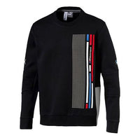 PUMA Bmw Motorsport Contrasting Colors Sports Pullover Round Neck Black 576644-01